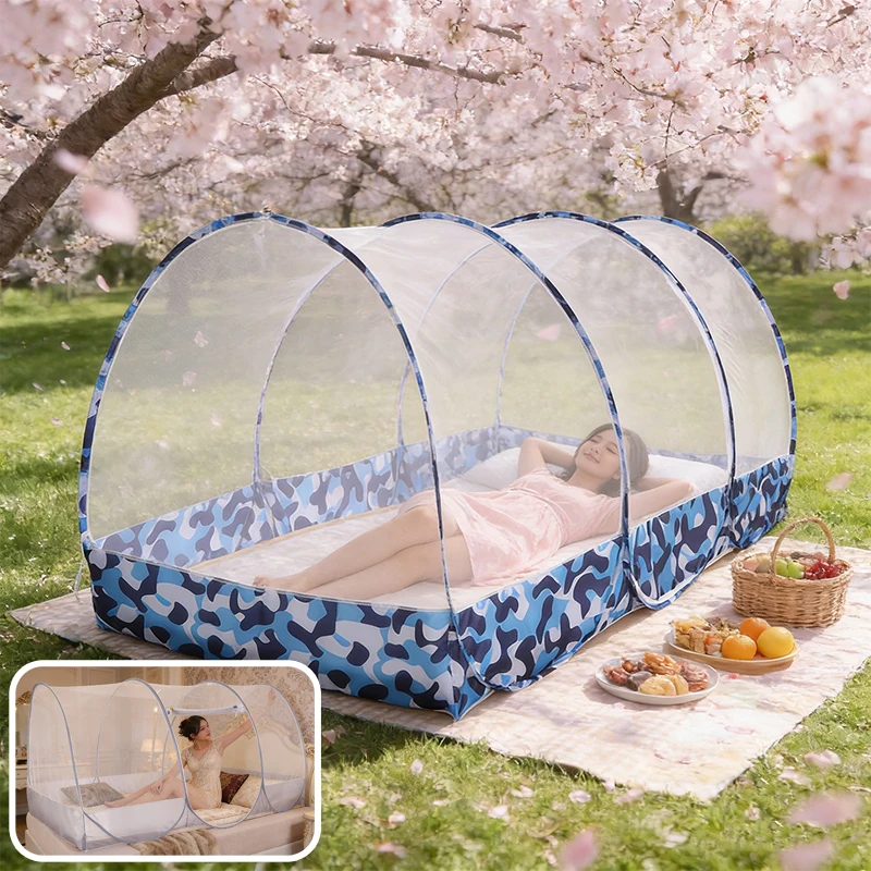 

Foldable PopUp Mosquito Net Easy To Install Portable Travel Bed Canopy 360° Mosquito Protection Breathable Mesh for Single Bed