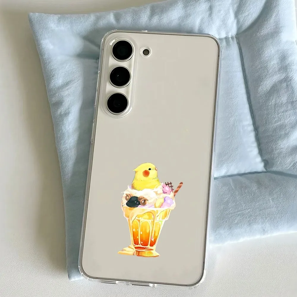 Chubby Lucky Cockatiel Phone Case For Samsung Galaxy A52 A12 A51 S21 Edge S22ULTRA S23 S20LITE Plus Ultra Transparent Cover