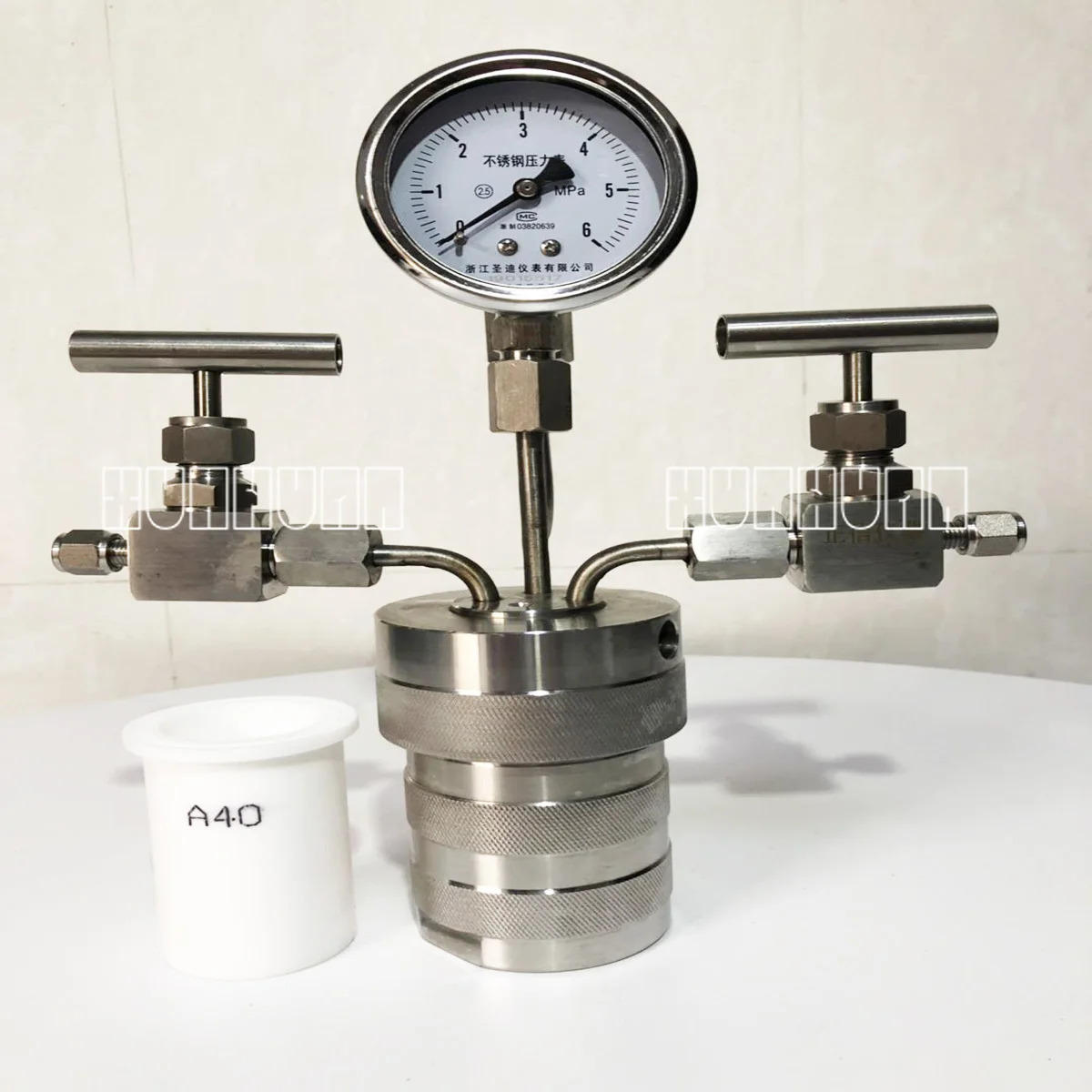 

Hydrothermal synthesis Autoclave Reactor vessel +inlet outlet gauge 100ml 6Mpa