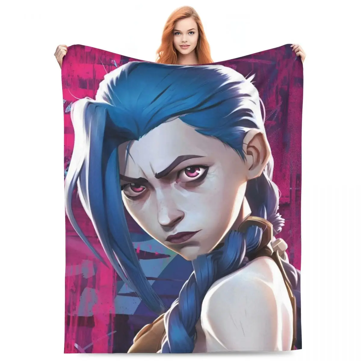 Jinx Arcane Season 2 Flannel Blanket Action Adventure Fantasy  Fashion Throw Blankets for Bed Sofa Couch 150*125cm Bedspread