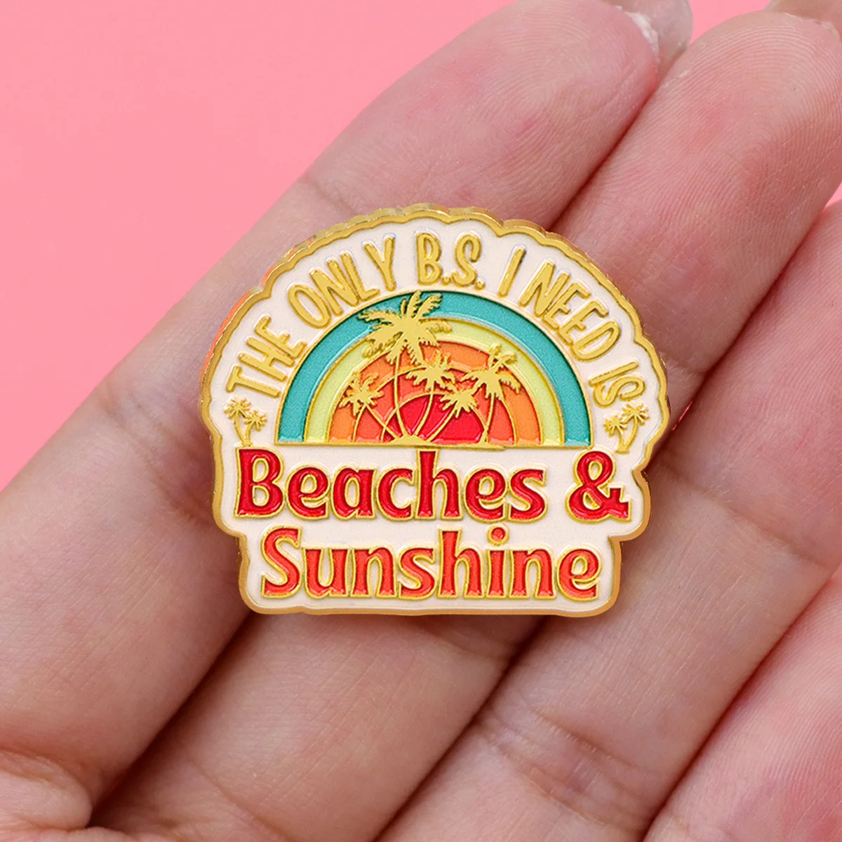 Beaches & Sunshine Enamel Pin Quotes Brooch Pines Lapel Pins Badge on Backpack Clothing Accessories Fashion Jewelry Friends Gift