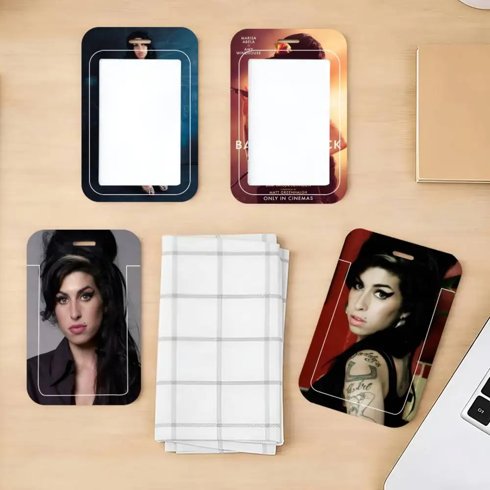 Beauty Woman Amy Winehouse   ID Card Holder Neck Strap Pendant Door Badge Holder Lanyards Keychain Work Credential Case Gift