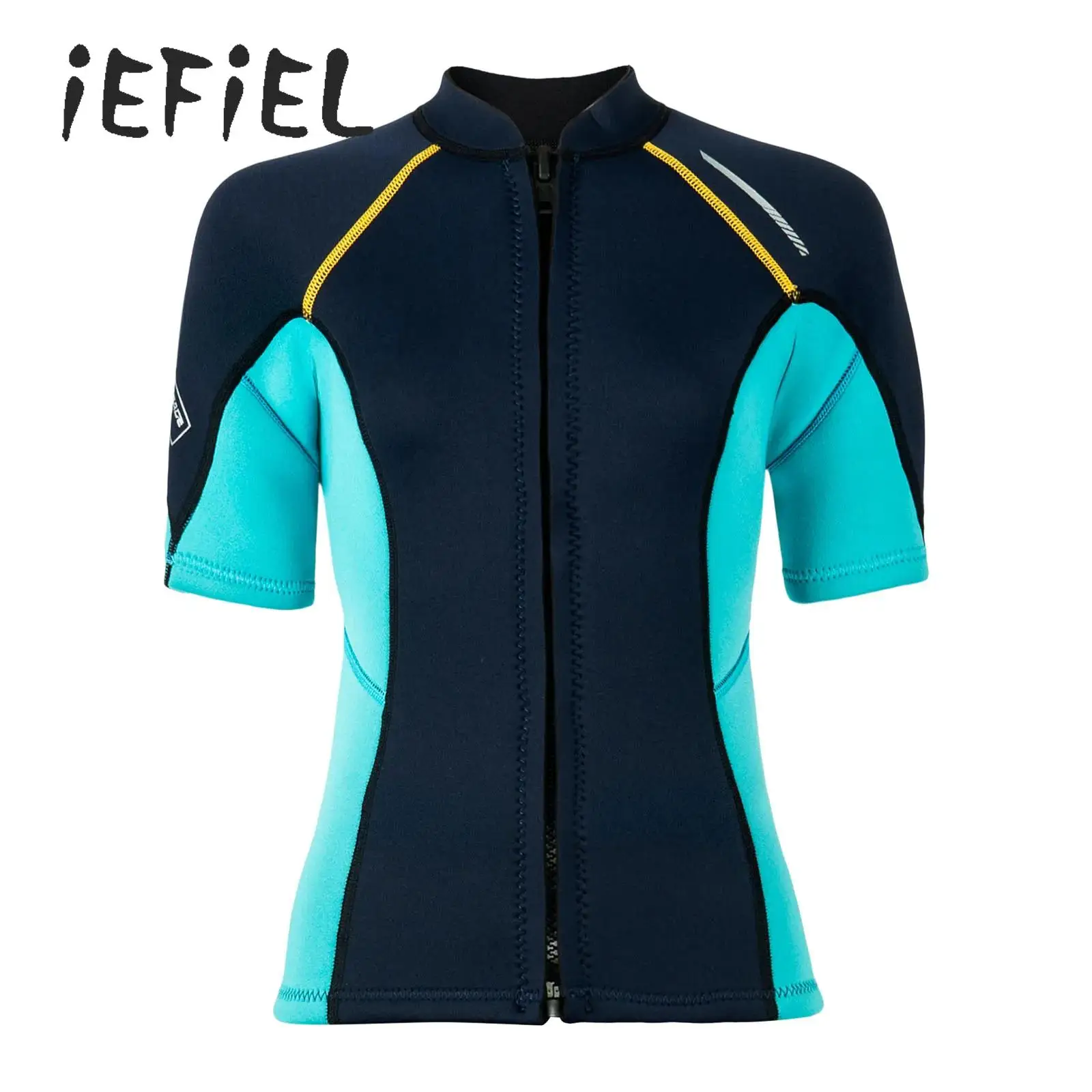 

1.5MM Neoprene Wetsuit Women Diving Jacket Zip Short Sleeves Snorkeling Coat Female Surfing Jacket Shorts Thermal Swimwear