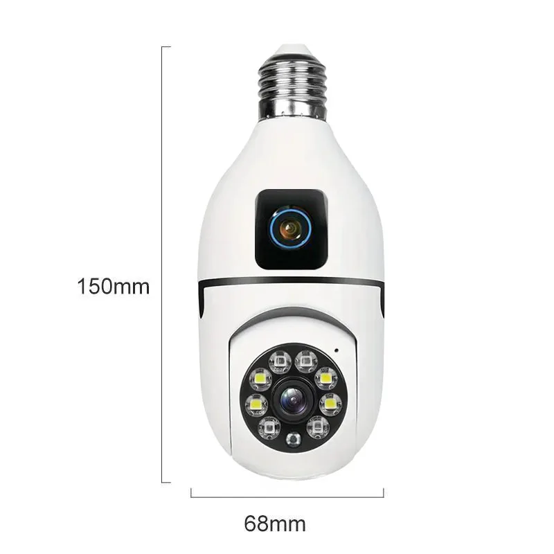 360° Panoramic Light Bulb PT Security Camera Dual Lens 5G WiFi Office Home CCTV Surveillance Motion Detection IP Two-way Audio