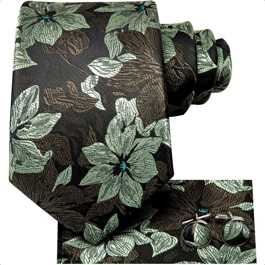 Dubulle Mens 넥타이 및 옷깃 핀 페이즐리 스트라이프 꽃 넥타이 남성용 포켓 스퀘어 커프스 단추 웨딩 파티