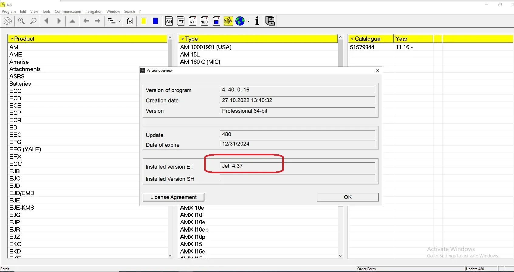 EPC-SOFTWARE JETI ForkLift (ET) V4.37 Updated 538 [01.2025] Spare Parts Catalog for Jungheinrich +Expire Patch