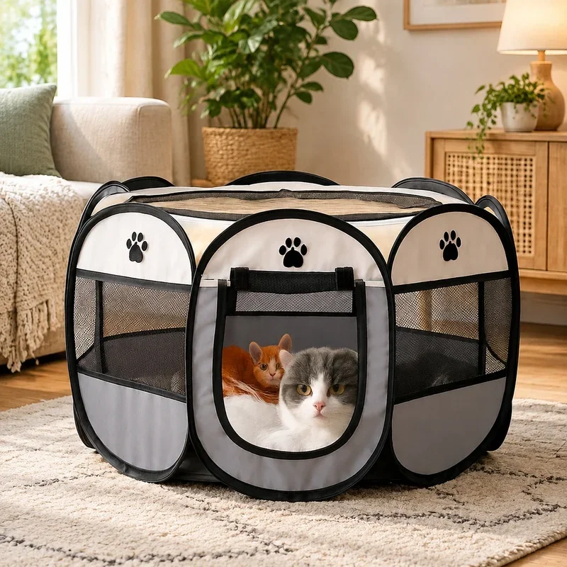 Large Outdoor Octagon Pet Enclosure, Foldable Design with Quick Assembly for Dogs and Cats