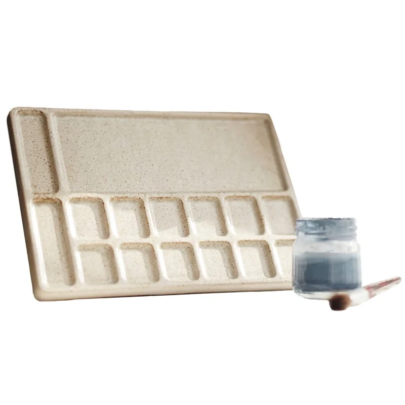 

Mornsun Wholesale Custom Christmas Gift Paint Palettes Nordic Minimalist Handmade Ceramic Watercolor Palettes Tray