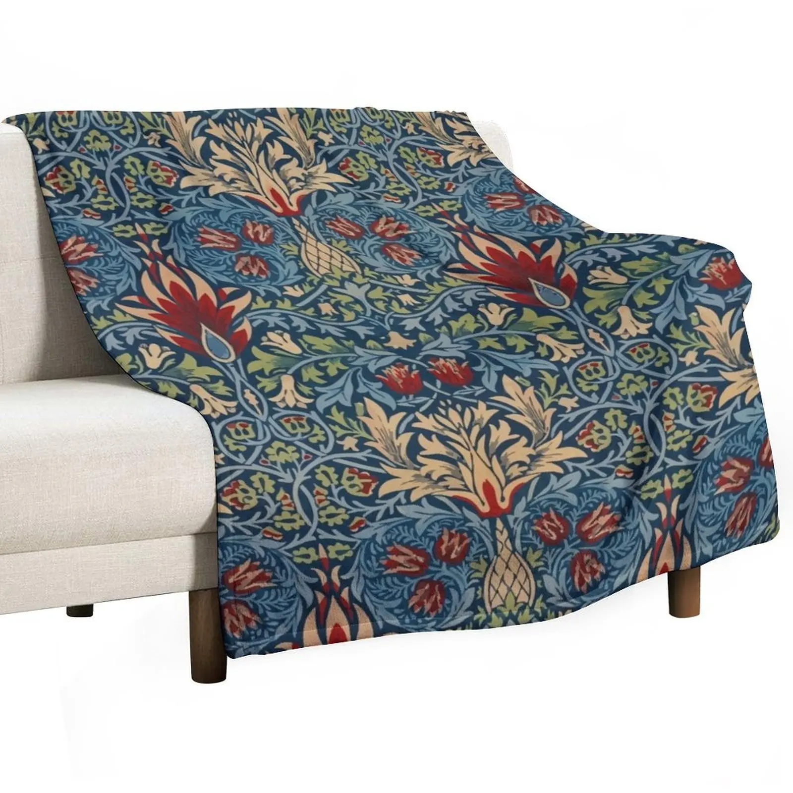 William Morris Victorian Arts and Crafts Movement Designer Throw Blanket Picnic Designers Blankets