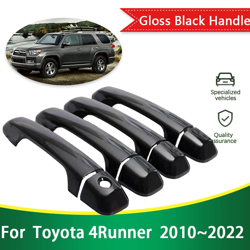 for Toyota 4Runner 4 Runner N280 2010~2022 Gloss Black Door Handle Cover Creative Stickers Trim Car Accessories Gadget 2014 2015