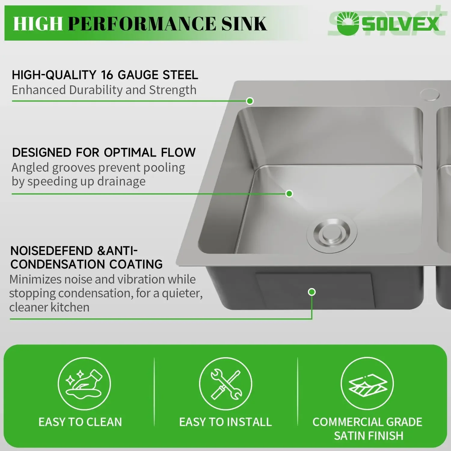 30 Inch Drop in Double Bowls Kitchen Sink with Nano Coating,30x18 Inch Handmade Stainless Steel Topmount Kitchen Sink ST-7546 view 2