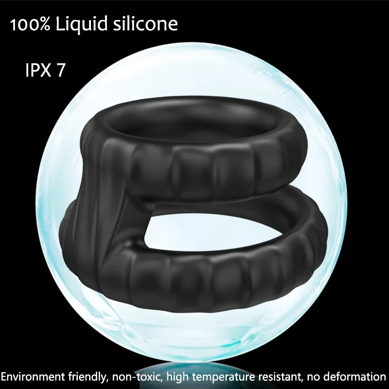 Novo silicone duplo pênis anéis masculino masturbador galo anel sexo brinquedos para homens adulto atraso ejaculação pênis cockring sexo produtos