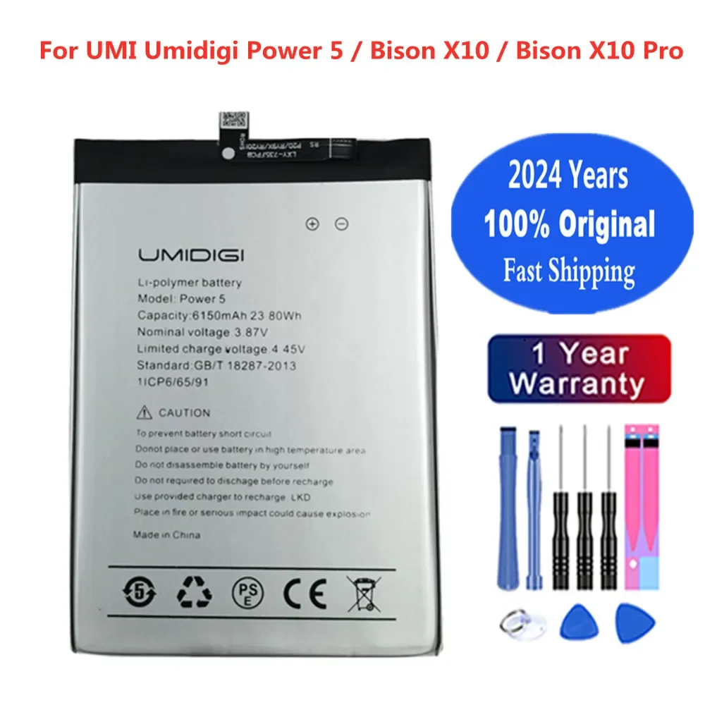 New Original 6150mAh Power 5 Replacement Battery For UMI Umidigi Power 5 Bison X10 Bison X10 Pro phone Batteries Bateria + Tools