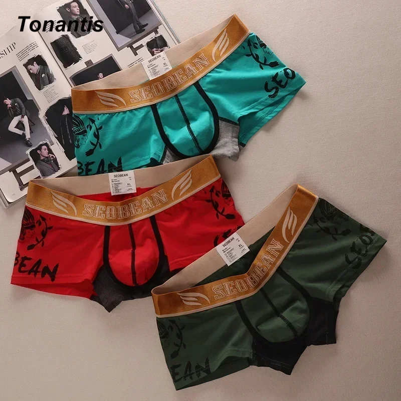 3Pcs/Set Top Quality Men Boxers Europe Design Cotton Men\'s Panties Fashion Chief Printing Man Underpants Cuecas Calzoncillos