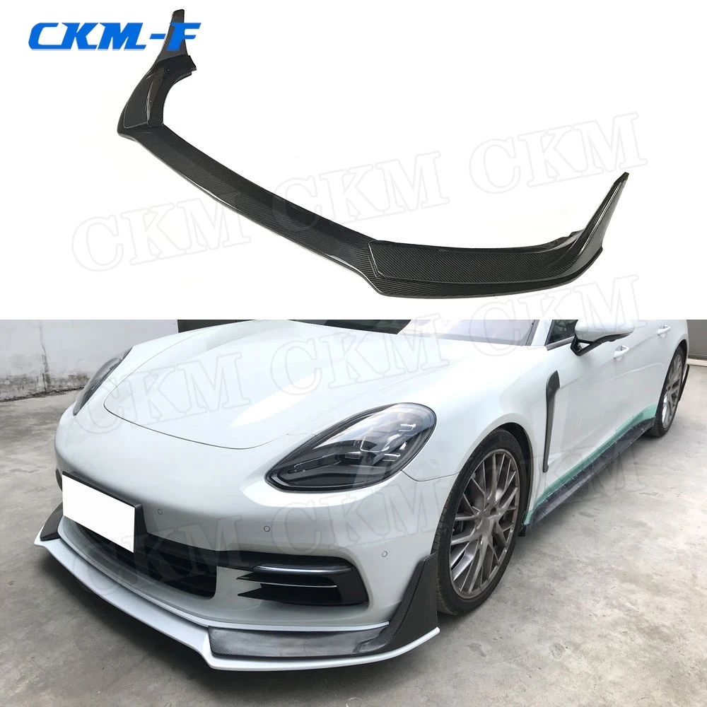 

Dry Carbon Fiber Front Lip Spoiler Splitters For Porsche Panamera 971 2017 2018 2019 Head Bumper Chin Guard Car Styling