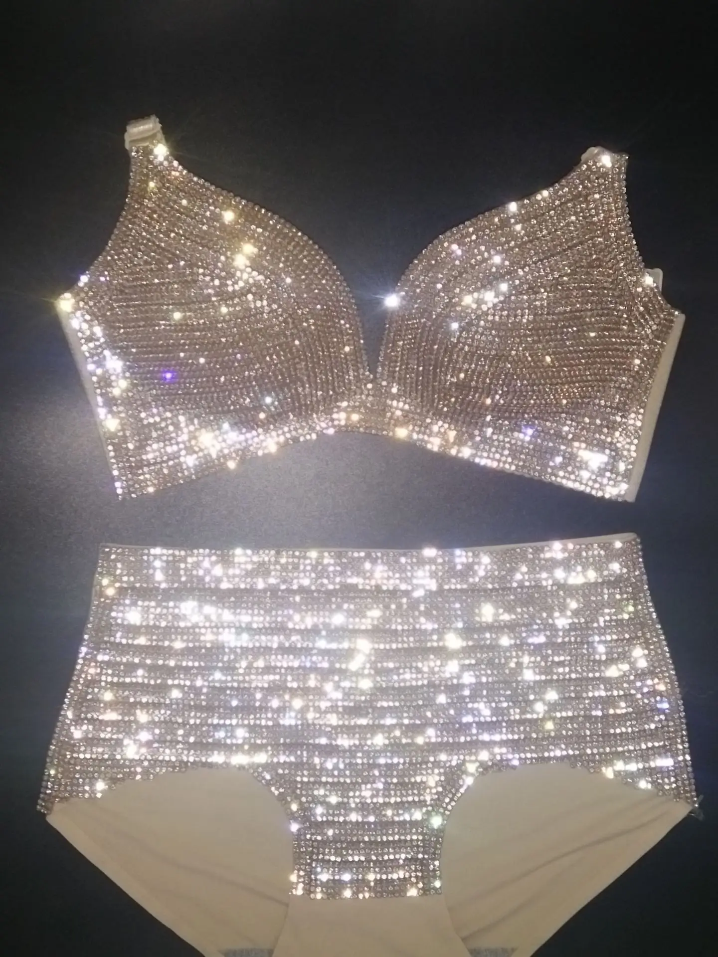 Biquíni de cristal de luxo sutiã mostrar palco dançarino moderno dança wear club party outfit