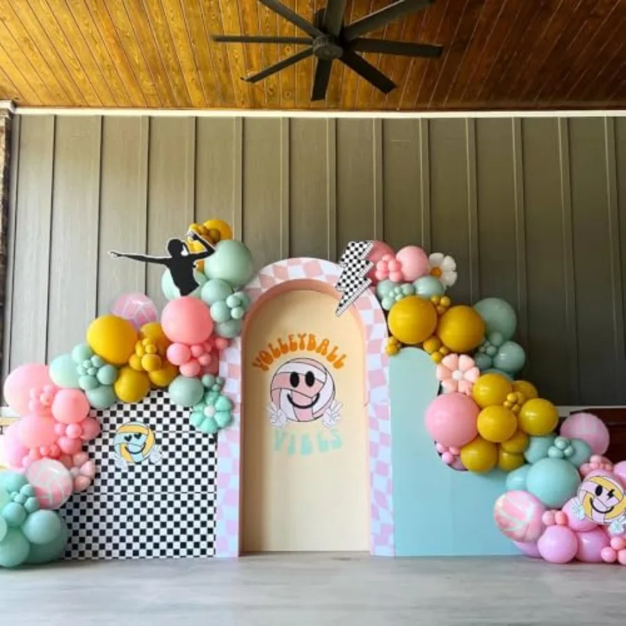 6pcs 18" Pink Volleyball Balloons Volley Ball Balloon Girl Sports Balloons for Volleyball Birthday Party Decoration Volleyballs