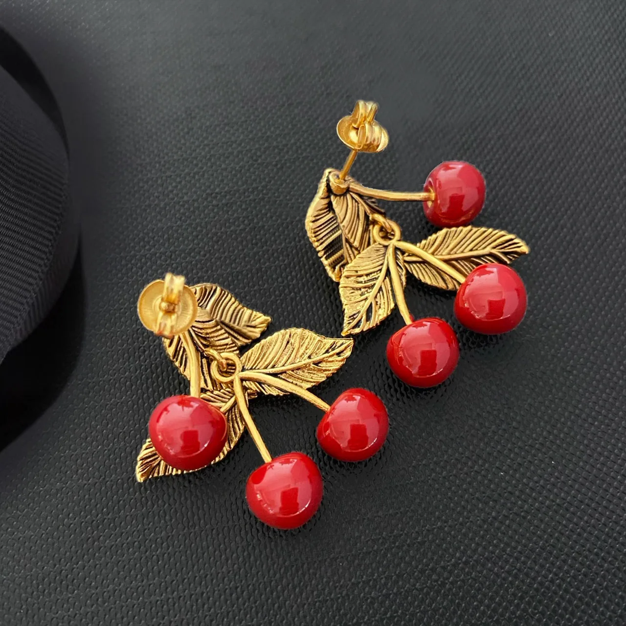 New Jewelry & Accessories Sweet Romance Style Red Resin Peach Shaped Earrings For Women's Parties & Gifts