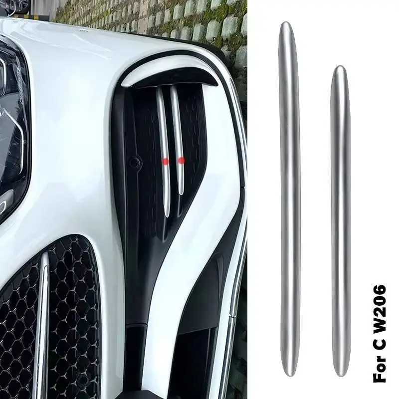 

For Mercedes Benz C Class W206 Front Radiator Grille Air Inlet Cover Lower Grill Trim Fog Lamp Strips Silvery Black Carbon Fiber