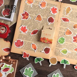 46pcs Autumn Leaves Decorative Boxed Stickers Scrapbooking Label Diary Stationery Album Phone Journal Planner