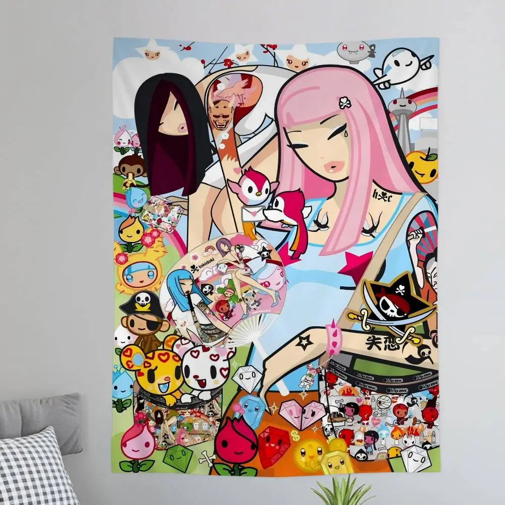 T-TokidokiS Girl Hippie Wall Hanging Tapestries Bohemian Wall Tapestries Mandala INS Home Decor