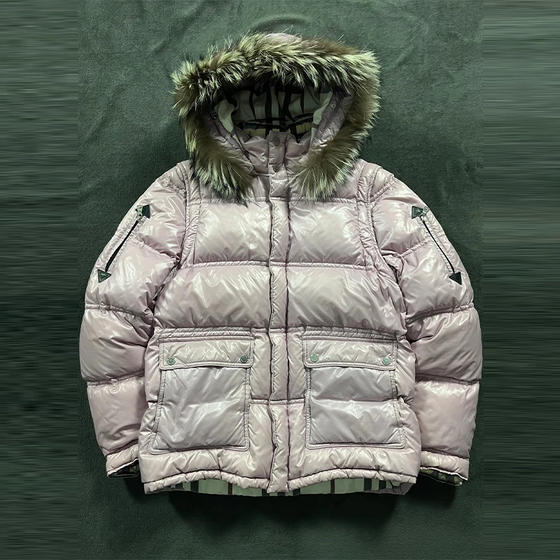 

Women's Title Seam Cotton Padded Jacket Faux Fur Neck Hooded Warm Jacket Detachable Coat 2025 New Lady Autumn Winter Outwears