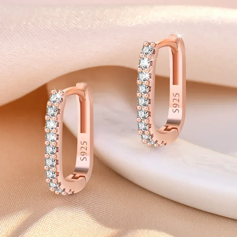 trending products 925 Sterling Silver Crystal Jewelry Fashion Zircon Circle Hoop Earrings for Woman Lady Wedding Party Gifts