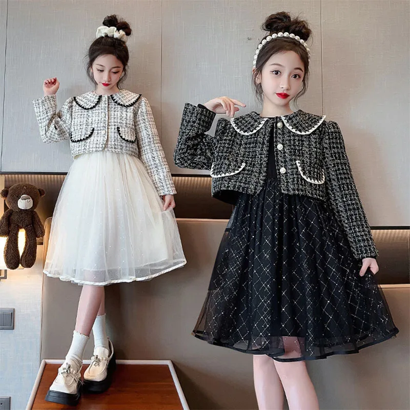 

Autumn Spring Girls Cardigan Princess Long Sleeve Dress Girls Party Wearing Children Clothes