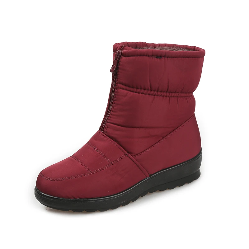 Botas de nieve de invierno para hombre, botas cortas altas, antideslizantes, impermeables, forro polar cálido, botas cortas con cremallera frontal