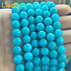 Amazon colored jade Natural Stone Handmade Beads For Jewelry Making DIY keychain earrings Accessories 15'' Wholesale 6/8/10/12mm