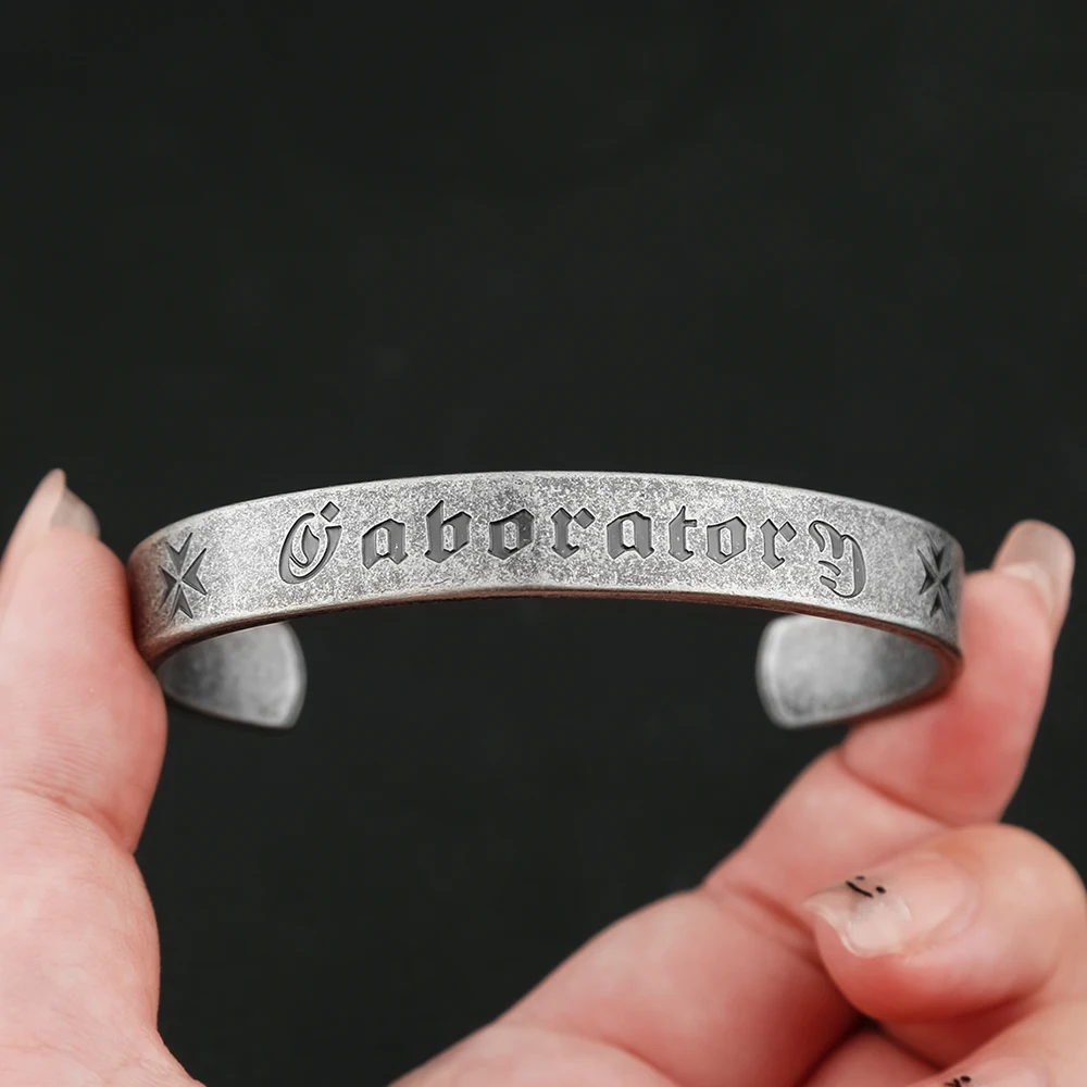 Vintage Black Heart Sutra Mantra Bracelets For Men Stainless Steel Sanskrit Embossed Buddhist Scriptures Bangles Fashion Jewelry