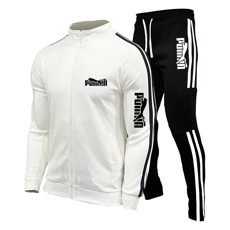 

2024 New ,Men's Zippered Jacket Two-Piece Set, Men's Sports Zippered Shirt And Pants, Sportswear Set, Fitness Suit, Tight Pants