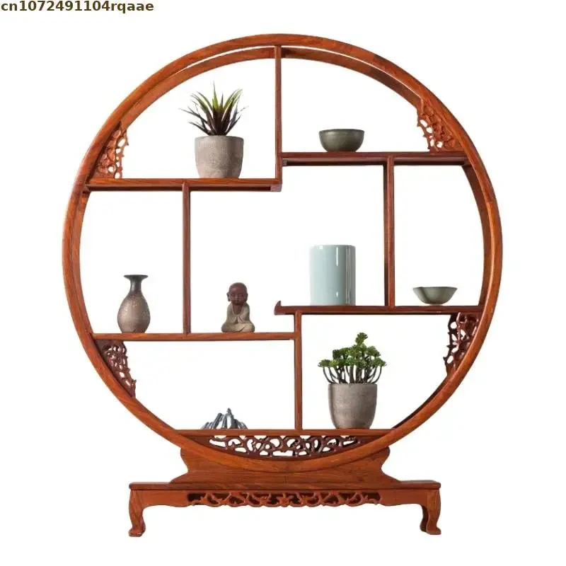 Rosewood Display Stand, Multi-tier Teaware Shelf for Figurine Buddha Statue, Traditional Chinese Curio Cabinet for Home Decor