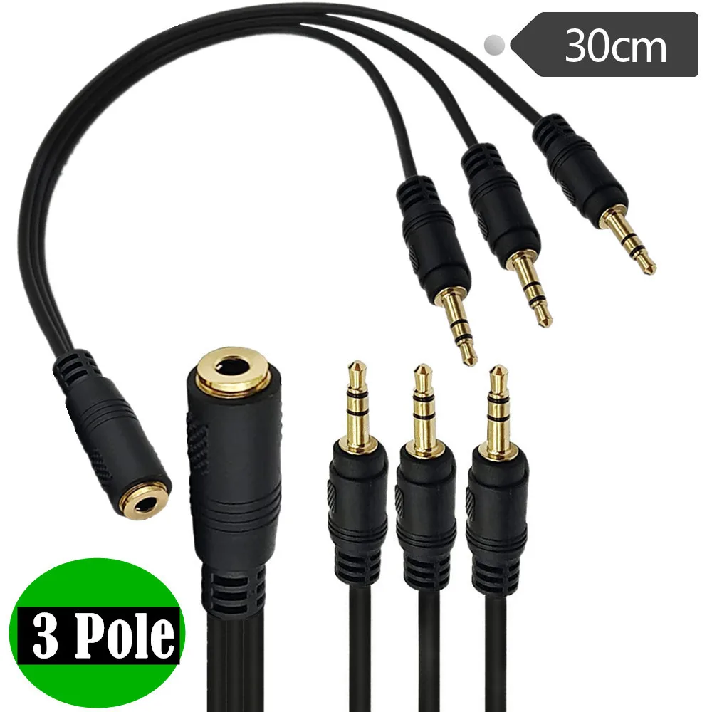 1pc 3.5mm TRS Female 3 Pole Jack to 3x 1/8