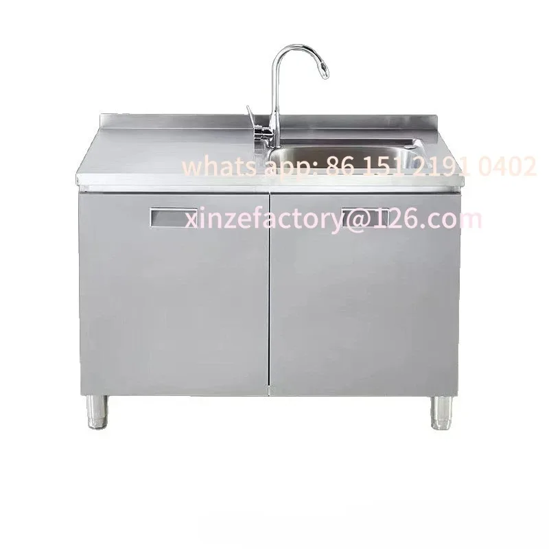 

Customizable Kitchen Dish Basin Integrated Cabinet 304 Stainless Steel Sink Cabinet Single and Double Dishwashing Sink Simple