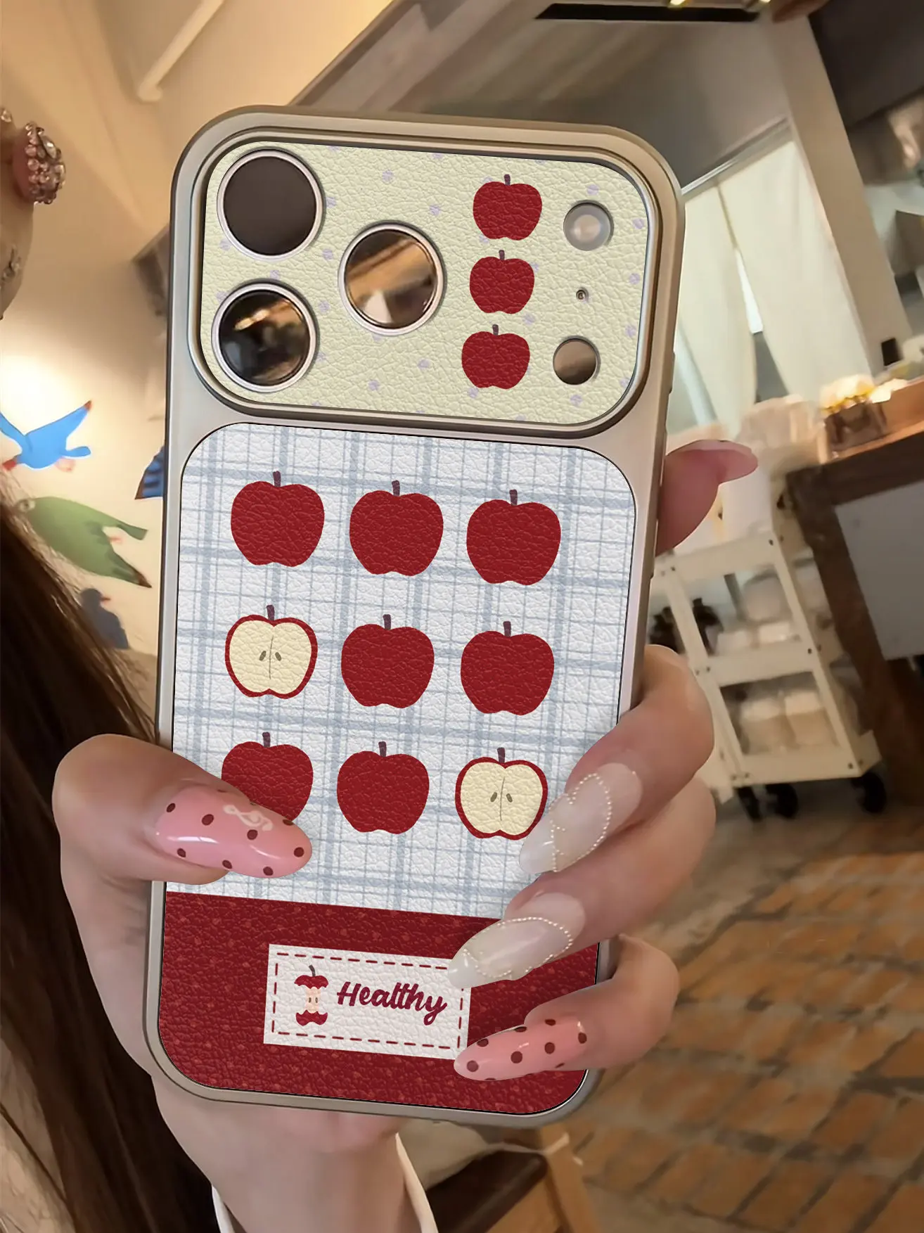 Koreanische Niedliche Welpen-Karo-Imitat 17 Handyhülle für iPhone 13 14 15 16 17 Pro Max 17Pro, Galvanisierter Stoßfänger, Stoßfeste Lederhülle – Detail 22