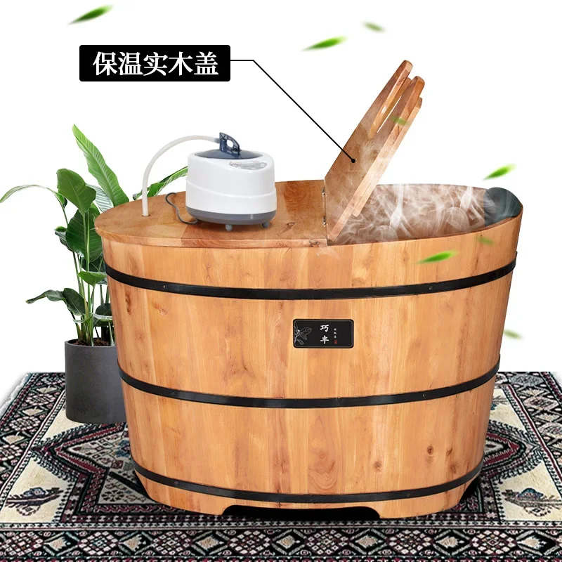 Hxl Bath Wooden Barrel Bathtub Bath Bucket Solid Wood Basin Sweat Steaming Bath Barrel