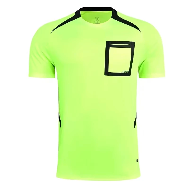 RETRO FUSSBALL-SCHIEDSRECHTERTRIKOT (ERWACHSENE & KINDER) – RUNDHALS, FLUORISIERENDES GRÜN MIT FARBBLOCK-DESIGN & FALSCHER TASCHE – 2026 KINDER – Detail 8
