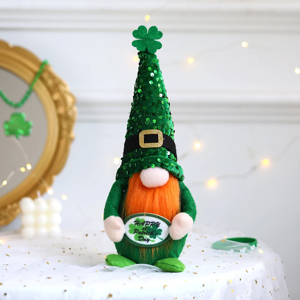 St. Patrick's Day Plush Gnome Faceless Doll Irish Lucky Elves St. Patrick's Day Home Table Ornament Party Decoration Kids Gift