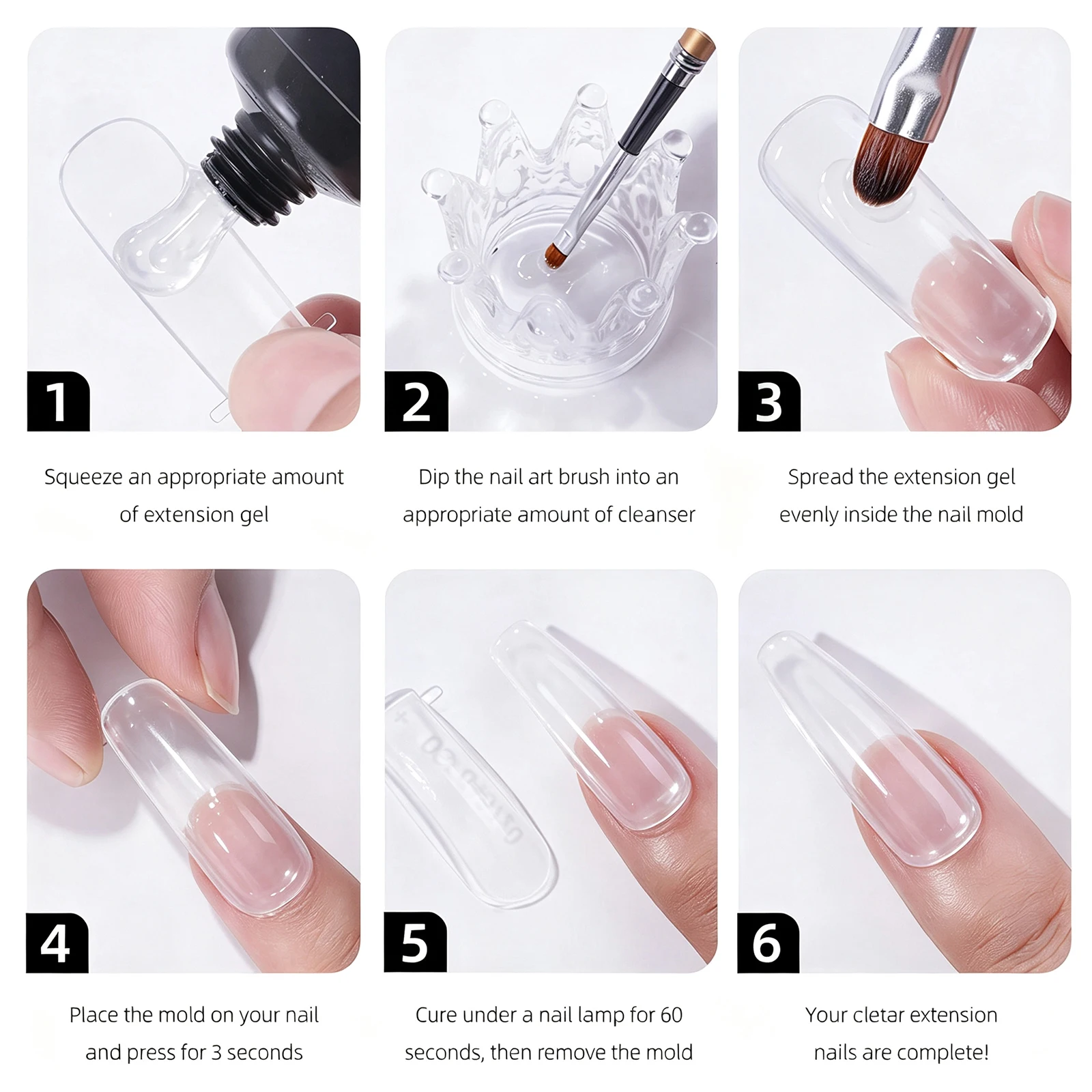 2-teiliges Poly-Gel-Nagelverlängerungsset 30ml Klar Nude Rosa UV LED Acrylgel für schnellen Nagelbau Nagelkunst DIY Salon Maniküre-Werkzeug – Detail 5