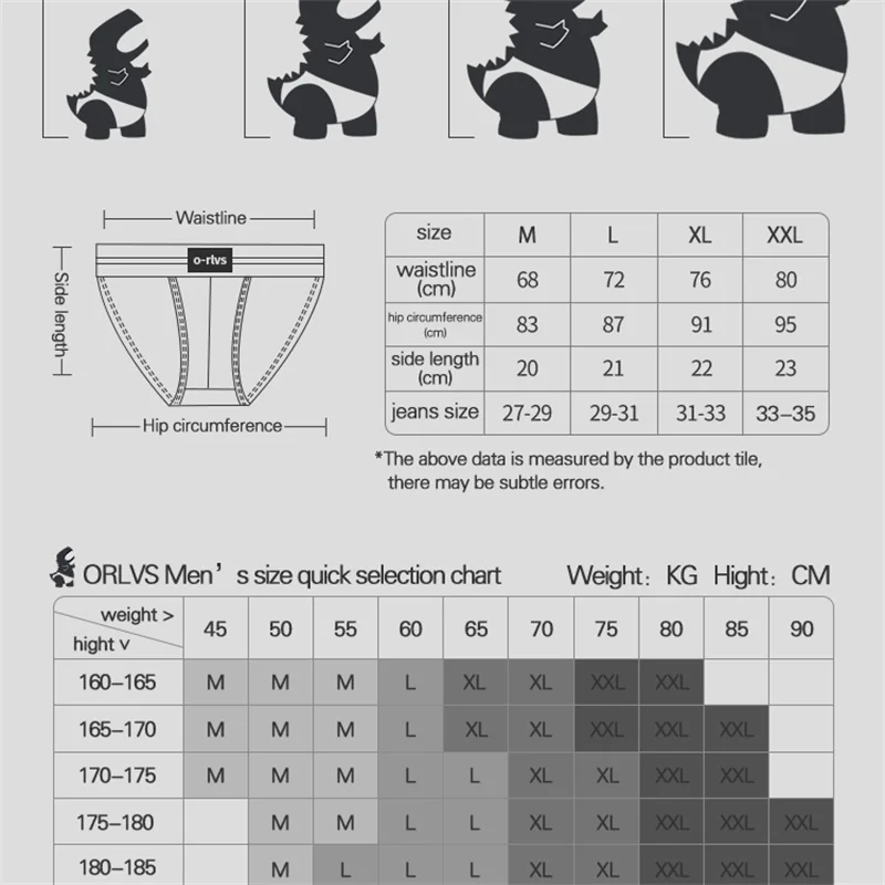 ORLVS Briefs Male Seamless Hip Design Mens Underwaer Super Large Wide 5cm Elastic Band Independent Codpiece Boy Short Pants