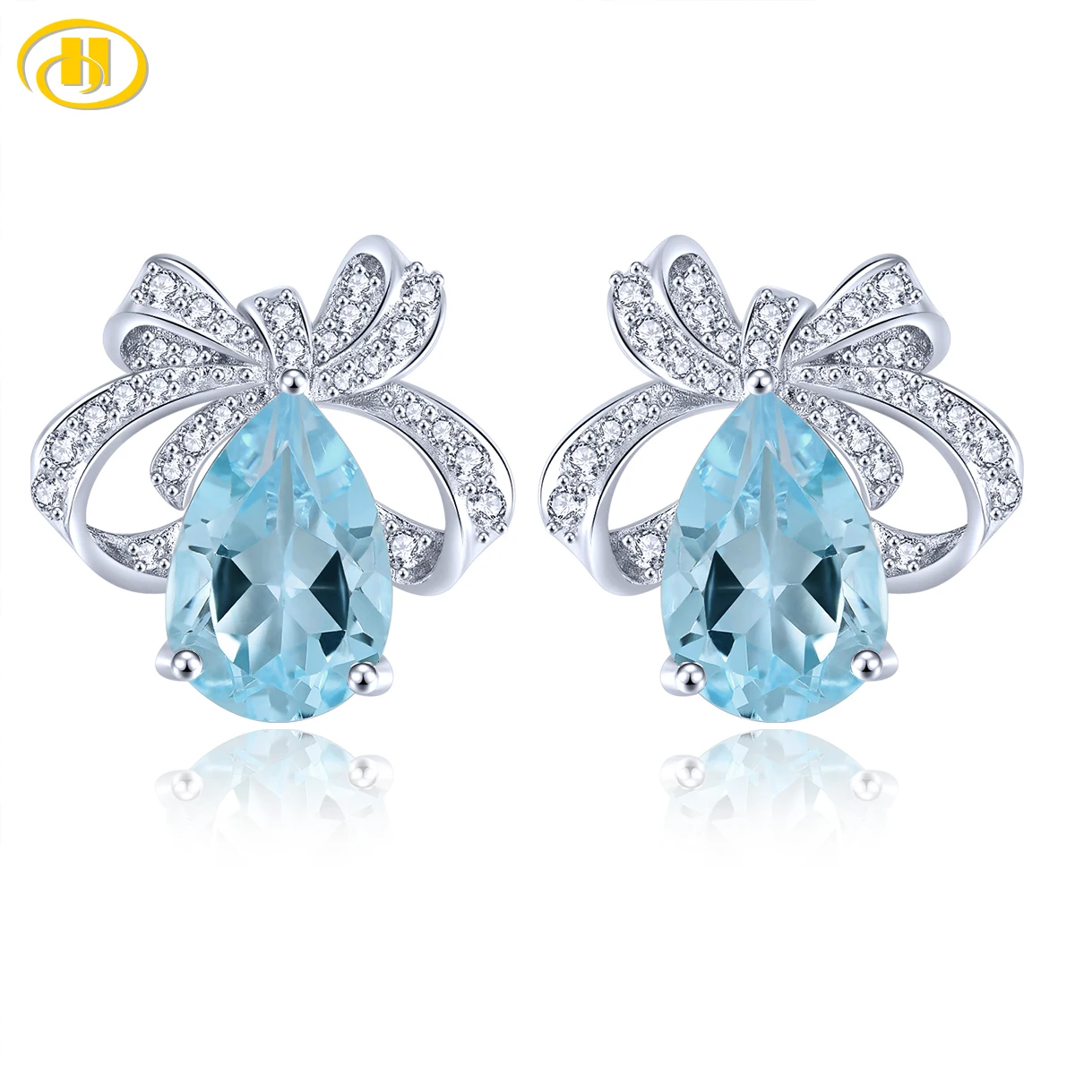 Natural Sky Blue Topaz 925 Sterling Silver Earrings 7.2 Carats Genuine Gemstone Daily Jewelry Lovely Style Fine Jewelry