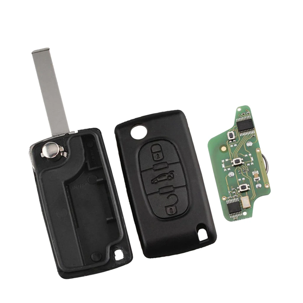 Auto Vehicle Alarm Keyless Fob Flip Three Button Remote Key Shell for Citroen Steering Wheel