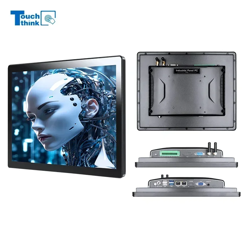 Hmi Panel Pc Embedded Wall Mount 10 Point Capacitive Touch Screen Fanless Industrial Win 10 Android All In One  Panel Pc