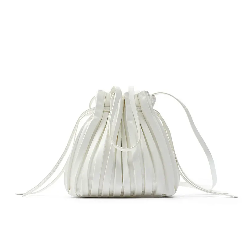 

Fashion Bucket Wrinkle PU Leather Shoulder Bag Women Tote Shopping Bag Female Handbag Crossbody