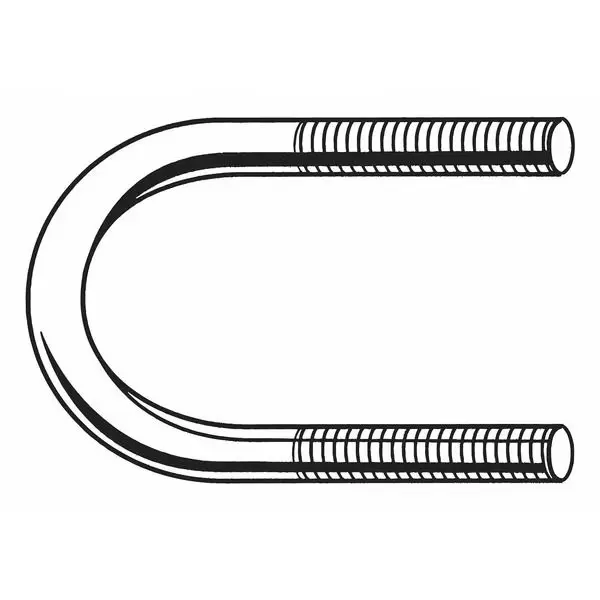 

Round U-Bolt, 1/4"-20, 1 3/4 in Wd, 3 in Ht, Plain Stainless Steel