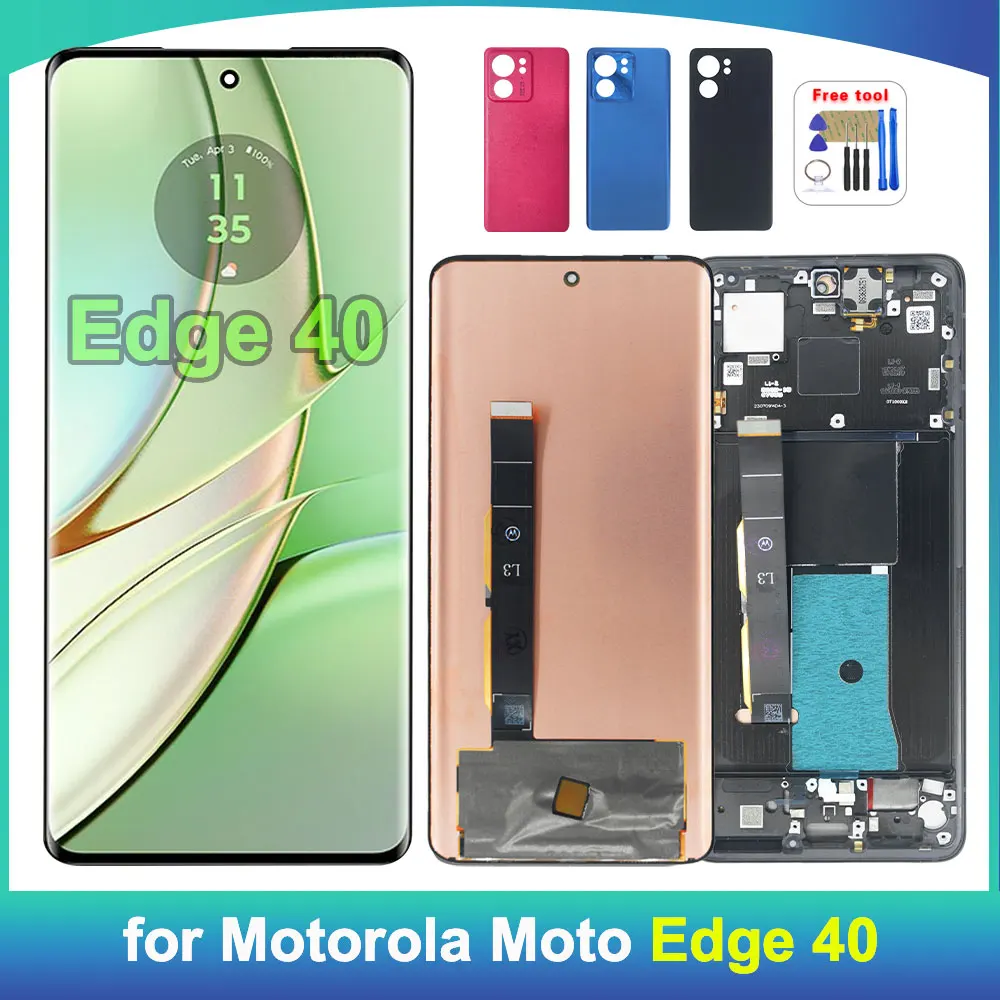 Super AMOLED LCD for Motorola Edge 40 LCD Display Touch Screen Digitizer Replacement for Moto Edge 40 XT2303-2 LCD with Frame