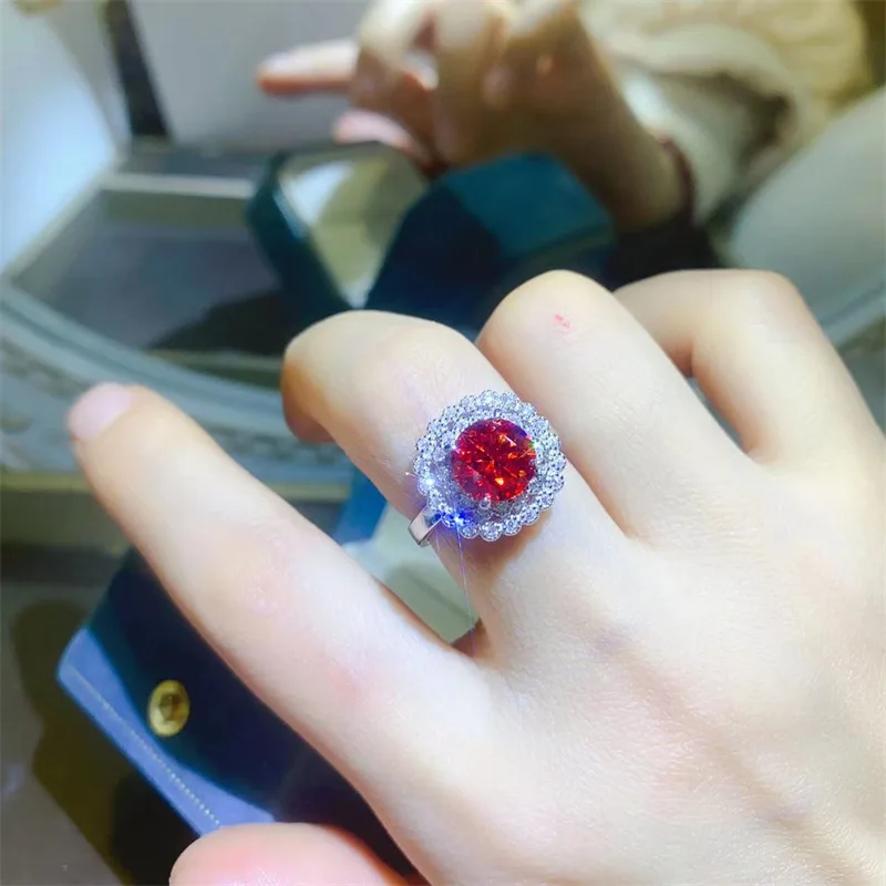 Luxury Platinum Solid Platinum PT950 Women's Ring Diamond Red Eight Hearts and Eight Arrows Banquet Birthday Gift