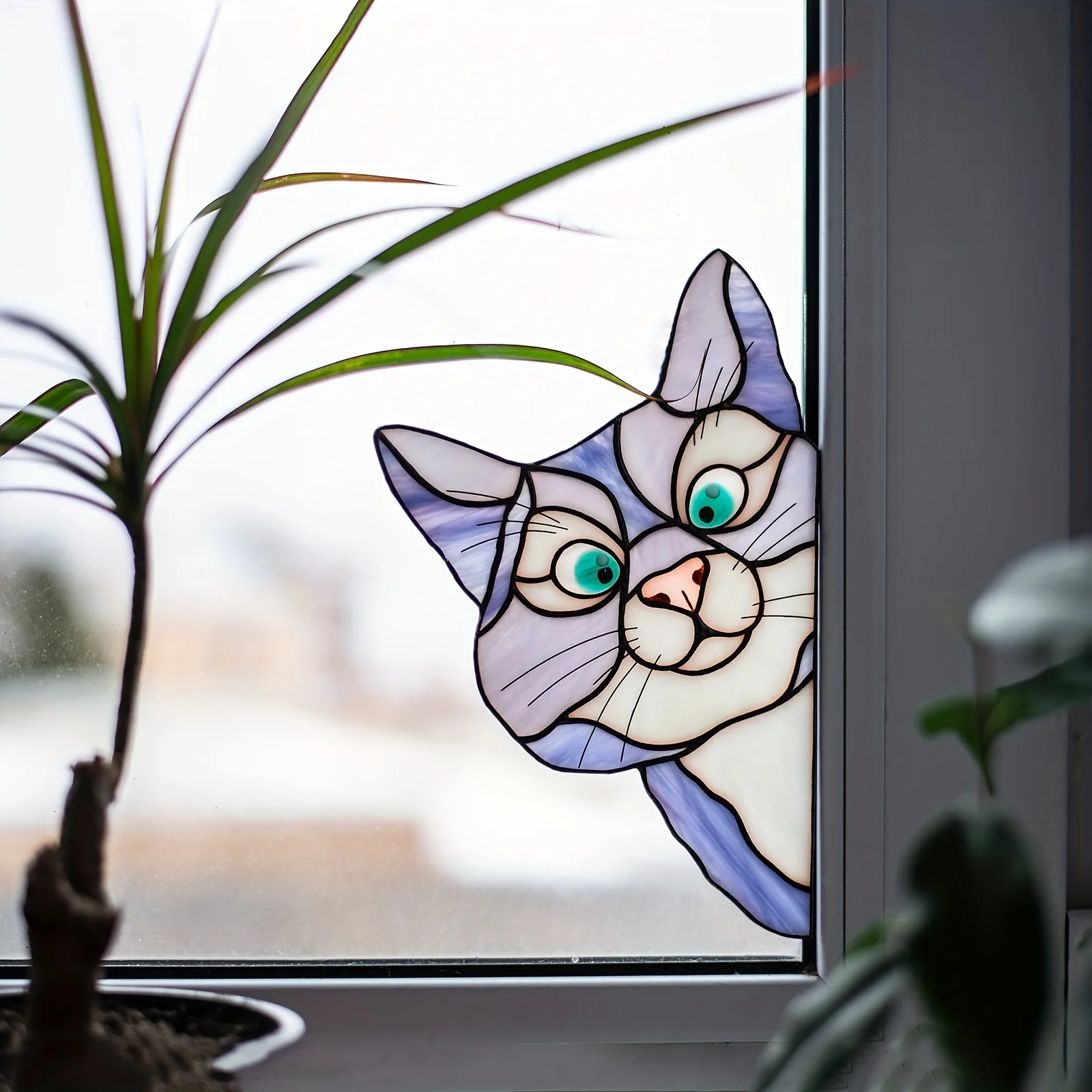 1pc Cat Peeking Glass Window Sticker, Self-adhesive Thickened Waterproof And Moisture-proof Window Film For Glass, Ceramic Tiles