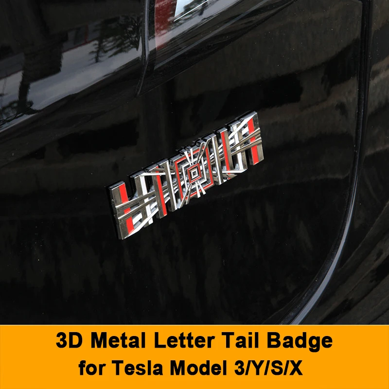 3D Metal Letter Tail Badge for Tesla Model 3/Y/S/X Plaid Boot Trunk Fender Badge Emblem Decals Sticker Car Accessorie Body Decal